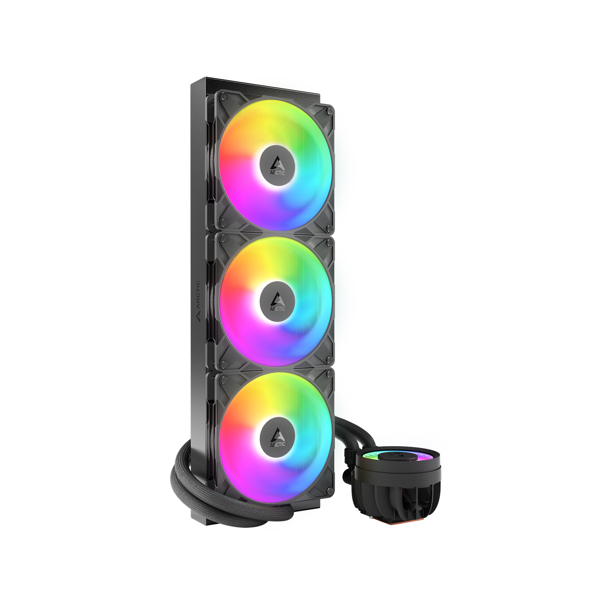 COOLER Arctic "Liquid Freezer III Pro 420 A-RGB", skt. LGA1851, LGA 1700, AM4, AM5, racire cu lichid, 3 x 140mm P14 Pro ARGB, 800 - 2800 RPM, ARGB, negru "ACFRE00185A" (timbru verde 2.00 lei)