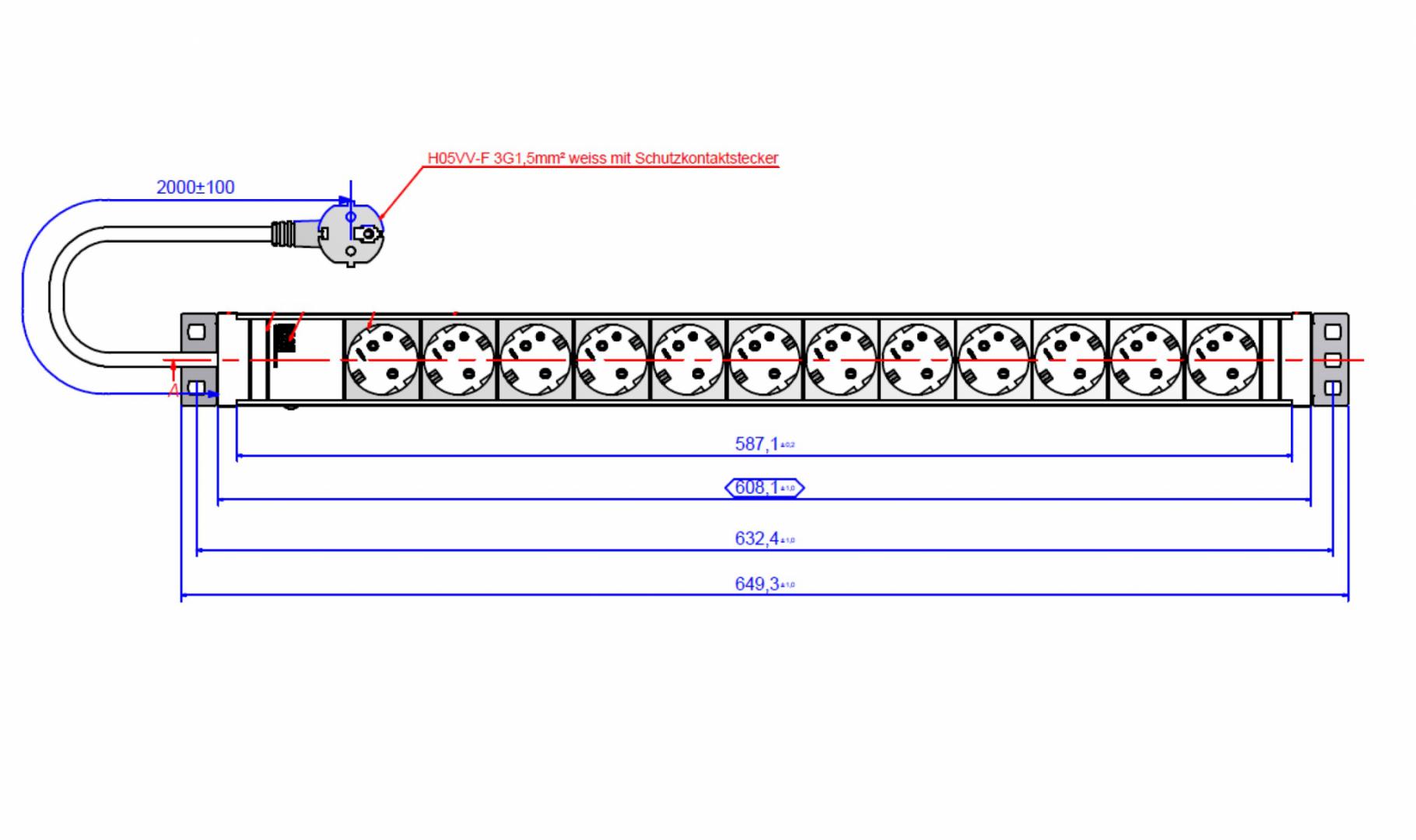 BM IT PDU power strip 12x sockets 1,5U "BM-333.010" (timbru verde 4 lei)