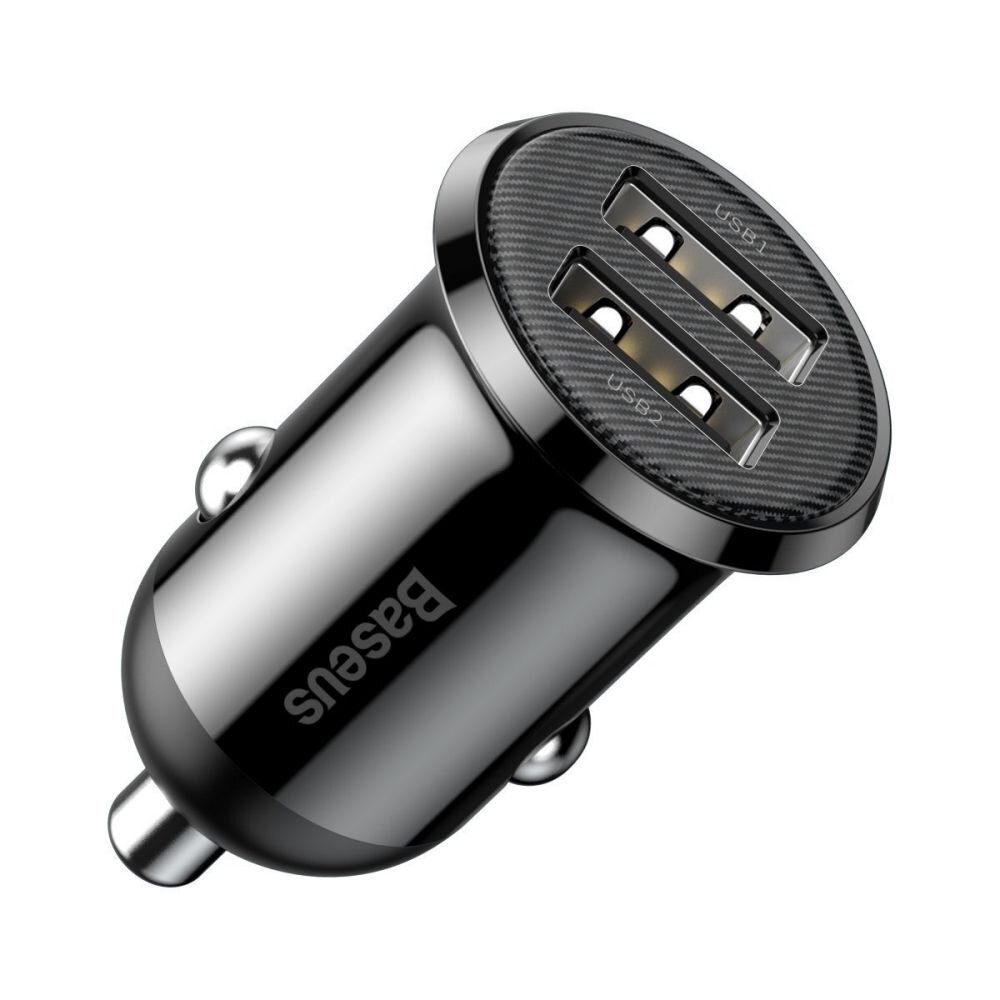 INCARCATOR auto Baseus Grain Pro, 2 x USB (USB1 Output 5V/2.4A, USB2 Output: 5V/2.4A) pt. bricheta auto, black "CCALLP-01" (timbru verde 0.18 lei) - 6953156202009