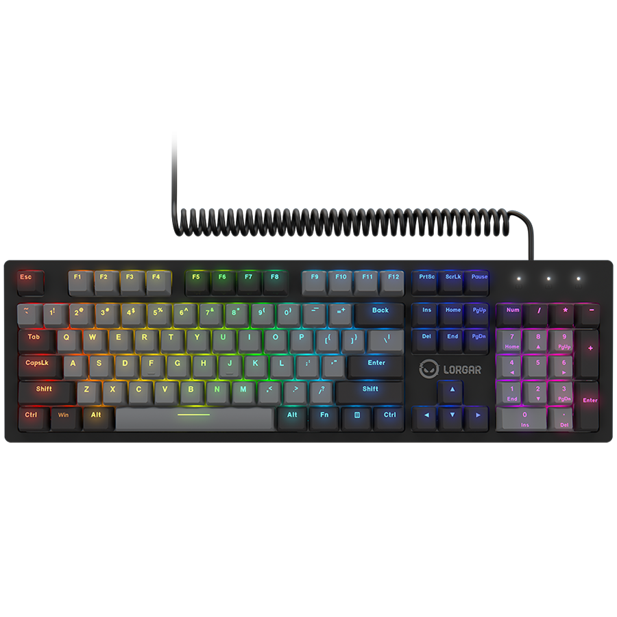 LORGAR Azar 514, Wired mechanical gaming keyboard, RGB backlight, keys number: 104, 50M clicks, linear dream switches, spring cable up to 3.4m, EN layout "LRG-GK514B-US" (timbru verde 0.8 lei)