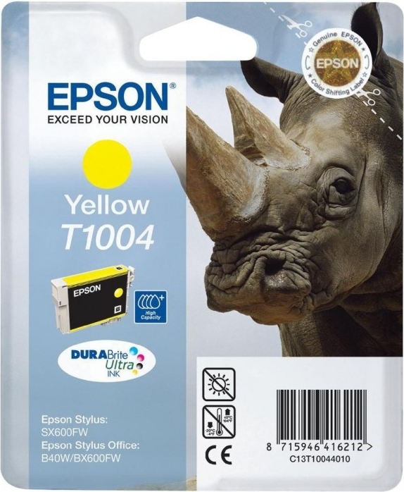 Cartus Cerneala Original Epson Yellow, T1004, pentru B40W|BX600|610FW, , (timbru verde 0.15 lei), "C13T10044010"