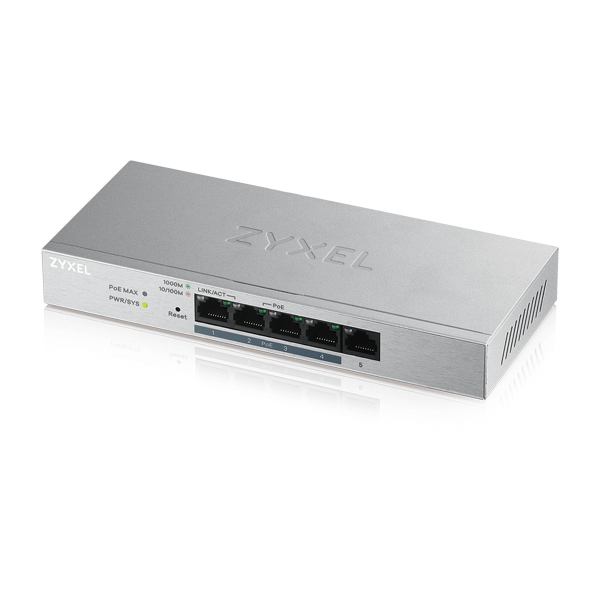 SWITCH PoE ZYXEL, port Gigabit x 5, SFP nu, managed, carcasa metalica, "GS1200-5HPV2-EU0101F" (timbru verde 2 lei)