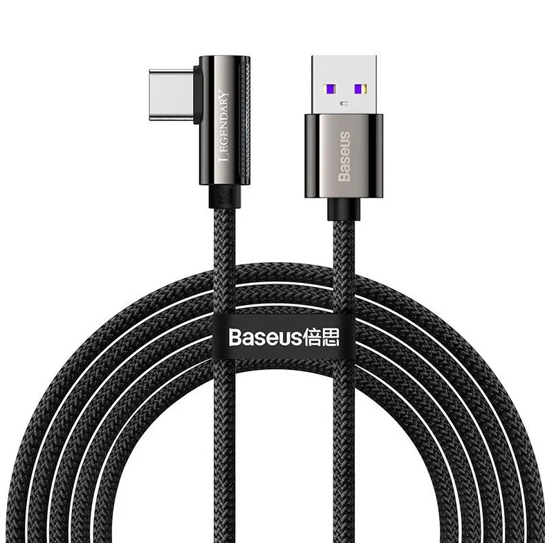 CABLU alimentare si date Baseus Legend Elbow, Fast Charging Data Cable pt. smartphone, USB la USB Type-C 66W, braided, 2m, negru "CATCS-C01" (timbru verde 0.08 lei) - 6953156207547