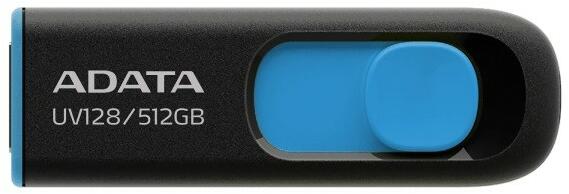 MEMORIE USB 3.2 ADATA 512 GB, retractabila, carcasa plastic, negru / albastru, "AUV128-512G-RBE" (timbru verde 0.03 lei)
