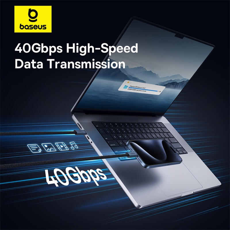CABLU alimentare si date Baseus Flash Series 2 USB4, Fast Charging Data Cable pt. smartphone, video 8K@60Hz, USB Type-C la USB Type-C 240W, 1m, negru "P10311803111-00" (timbru verde 0.08 lei) - 6932172648817