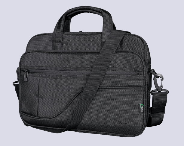 GEANTA TRUST, pt. notebook de max 16 inch, 3 compartimente, buzunar frontal, 480 g, poliester, negru, "TR-24282"