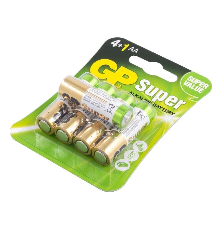 Baterie GP Batteries, Super Alcalina AA (LR06) 1.5V alcalina, blister 5 buc. "GP15A4/1-2PL5" "GPPCA15AS133" (timbru verde 0.4 lei) - 388763