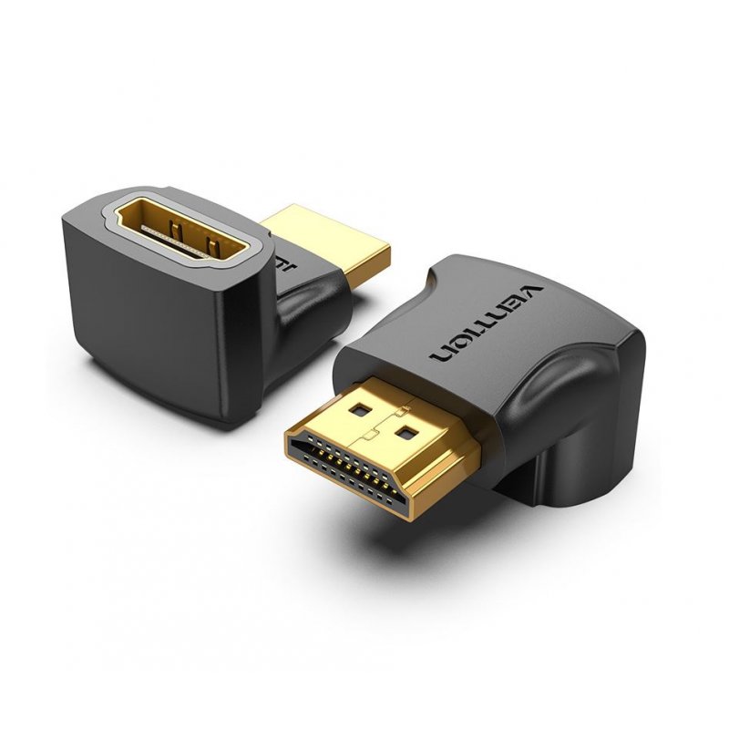 Adaptor video Vention, HDMI(T) la HDMI(M), rezolutie maxima 4K la 60Hz, conectori auriti, unghi 270 grade, invelis PVC, negru, "AINB0" (timbru verde 0.03lei) - 6922794747876