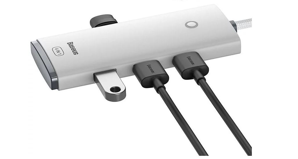 HUB extern Baseus Lite, porturi USB: USB 3.0 x 4, conectare prin USB 3.0, lungime 0.25m, alb, "WKQX030002" (timbru verde 0.8 lei) - 6932172606190