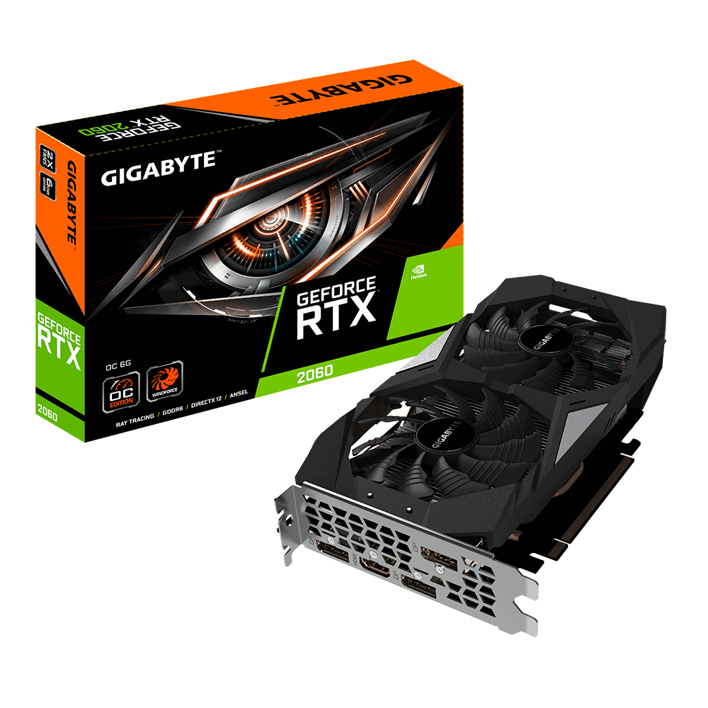 GIGABYTE GV-N2060OC-6GD 2.0 GeForce RTX 2060 OC rev. 2.0 6GB GDDR6 DS STOCK REFURBISHED (P)"TPN - GV-N2060OC-6GD 2.0"