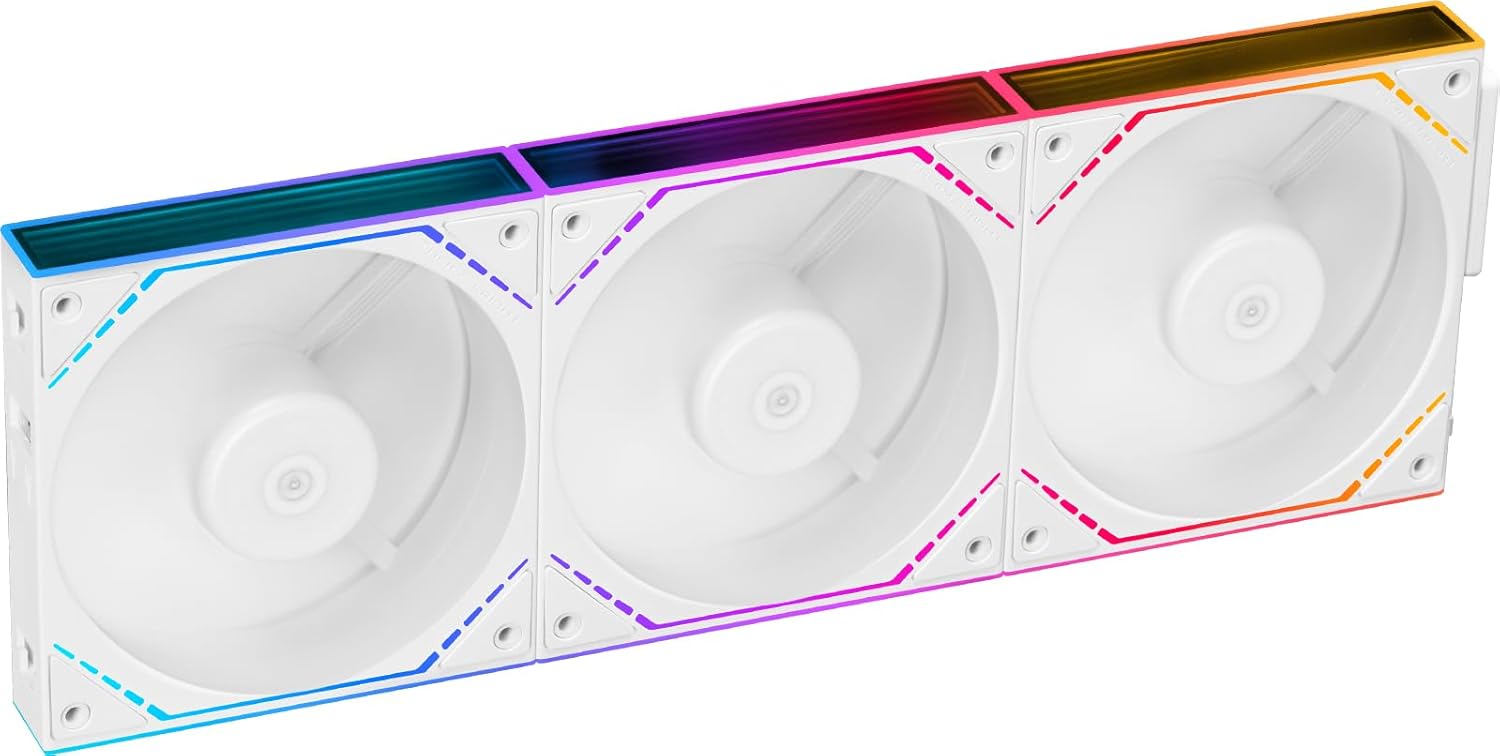 Set 3 ventilatoare Thermalright "TL-M12QRW", 120mm, 1500 RPM, S-FDB Bearing, 47.6 CFM, LED ARGB, 4pin PWM, alb, "TL-M12QRW-3" (timbru verde 0.54lei)