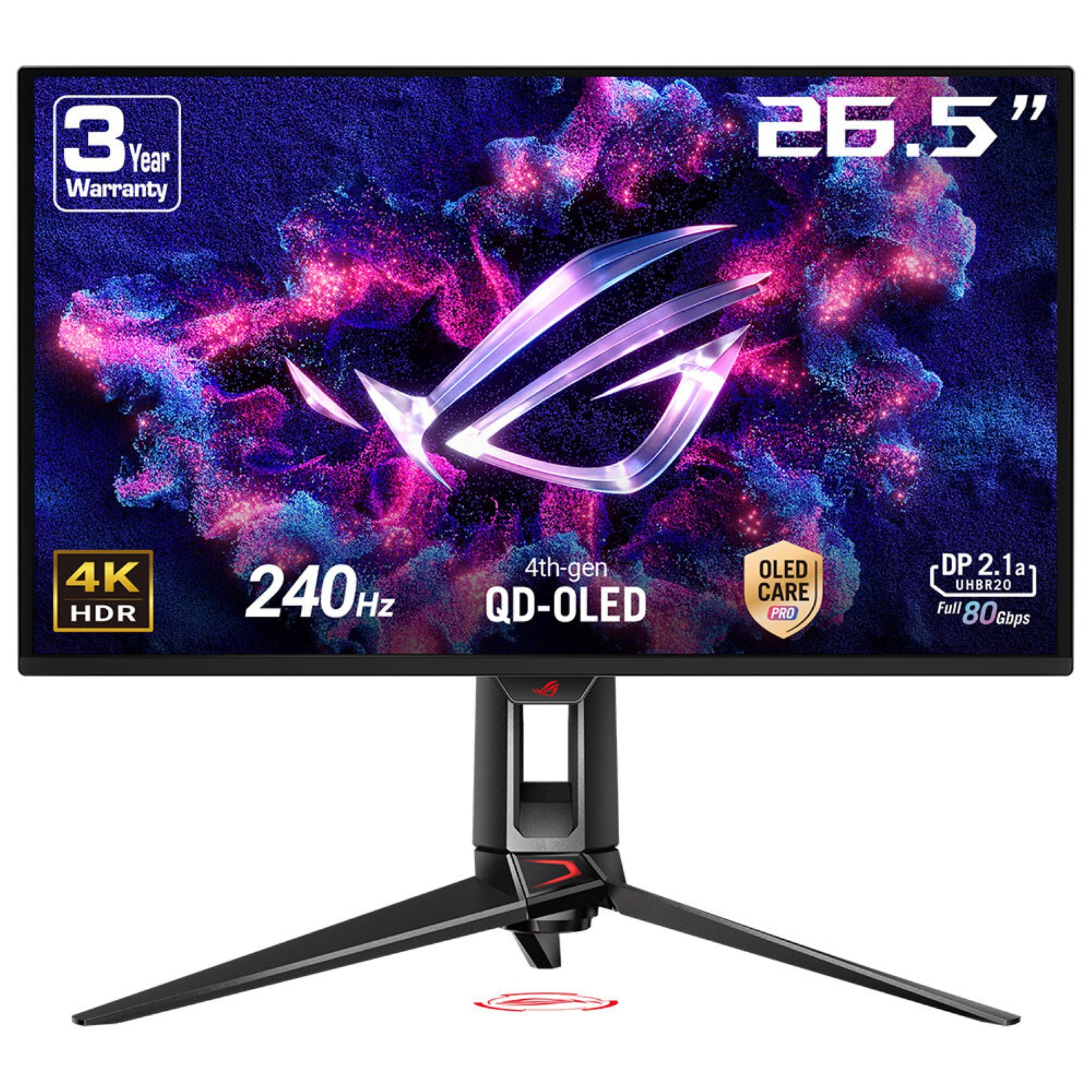 Monitor Gaming QD-OLED ASUS ROG Swift OLED 27" PG27UCDM, UHD (3840 x 2160), HDMI, DisplayPort, Pivot, 240 Hz, 0.03 ms (Negru) "90LM0B30-B01971" (timbru verde 7 lei)