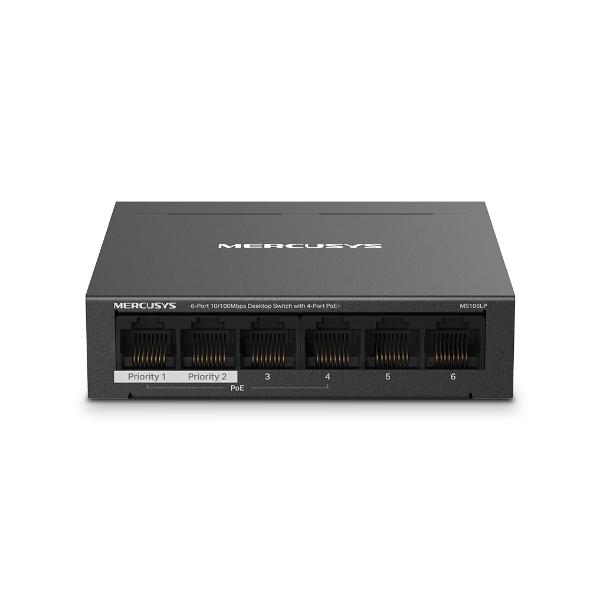 SWITCH MERCUSYS 6 porturi 10/100Mbps (dintre care 4 porturi PoE+) "MS106LP" (timbru verde 2 lei)