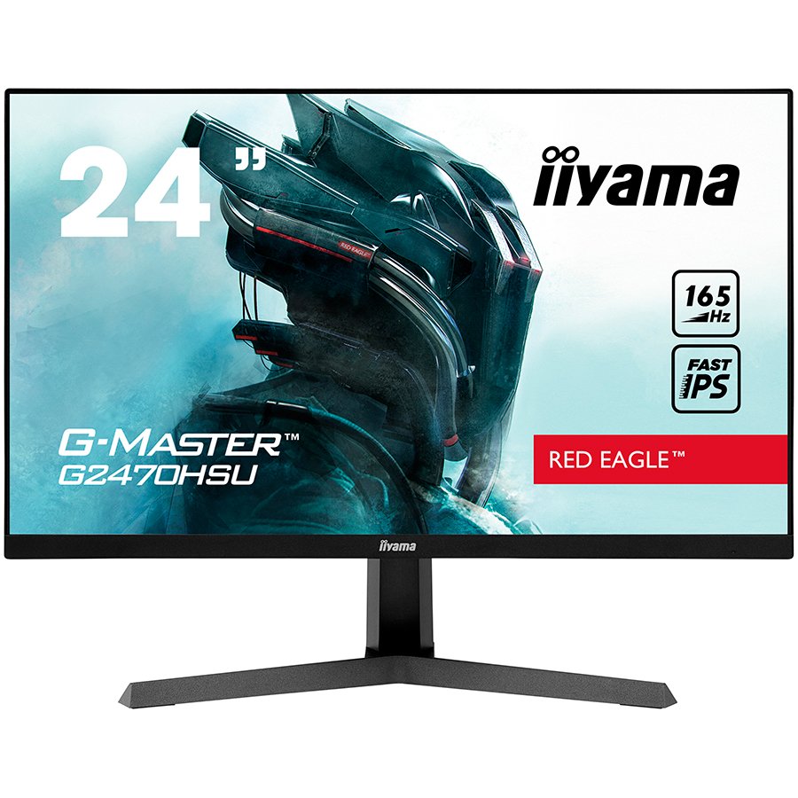 MONITOARE Iiyama 24" ETE Fast IPS Gaming, G-Master Red Eagle, FreeSync Premium,1920x1080@165Hz,250cd/m2, 1100:1, HDMI,DP, 0,8ms,Speakers,USB-HUB(2x2.0), Black Tuner "G2470HSU-B1" (timbru verde 7 lei)