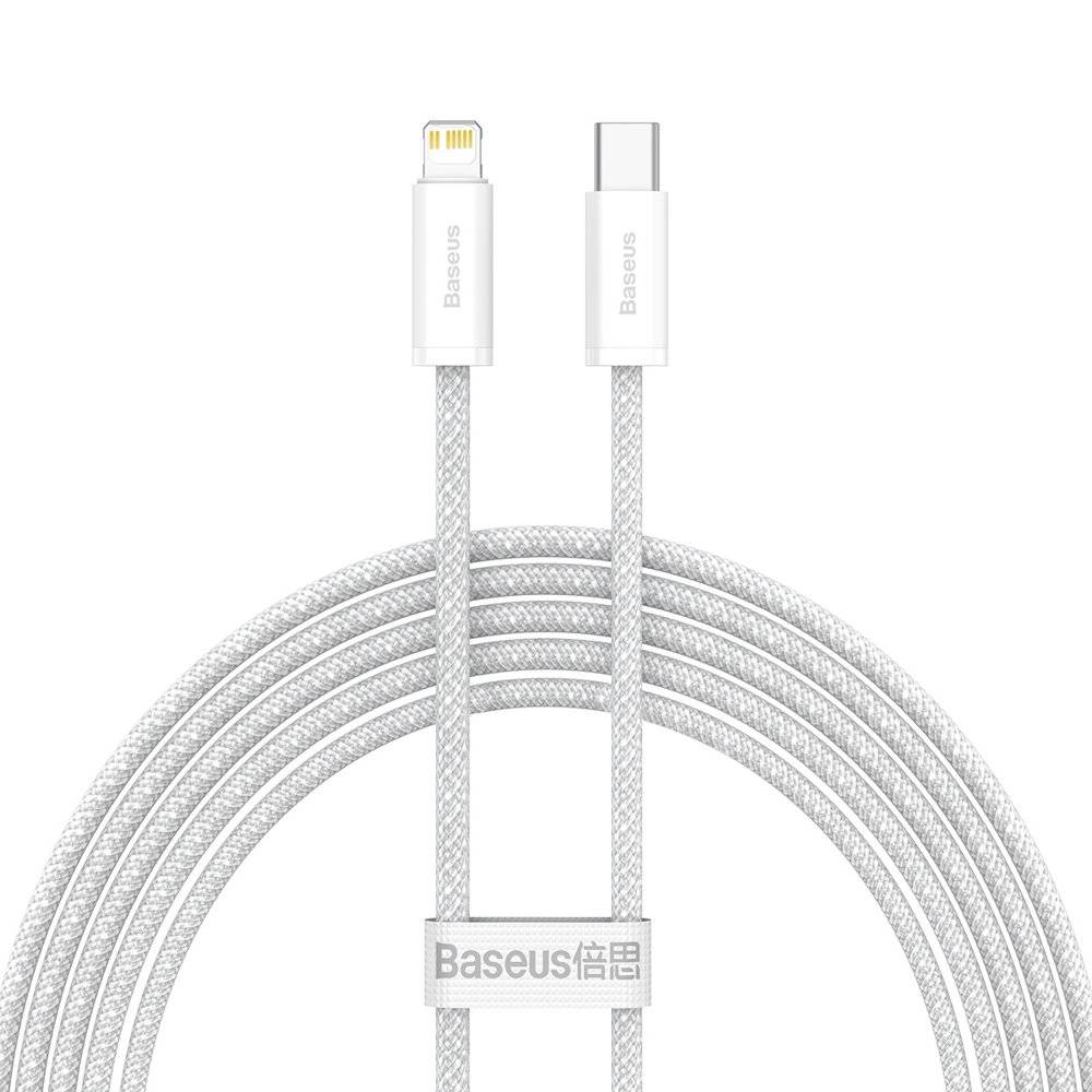 CABLU alimentare si date Baseus Dynamic, Fast Charging Data Cable pt. smartphone, USB Type-C la Lightning Iphone PD 20W, braided, 2m, alb "CALD000102" (timbru verde 0.18 lei) - 6932172601935