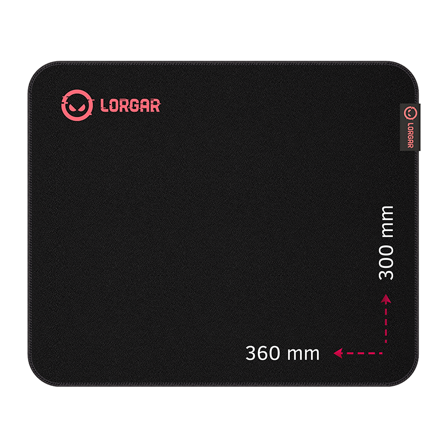 Lorgar Main 323, Gaming mouse pad, Precise control surface, Red anti-slip rubber base, size: 360mm x 300mm x 3mm, weight 0.21kg "LRG-GMP323"