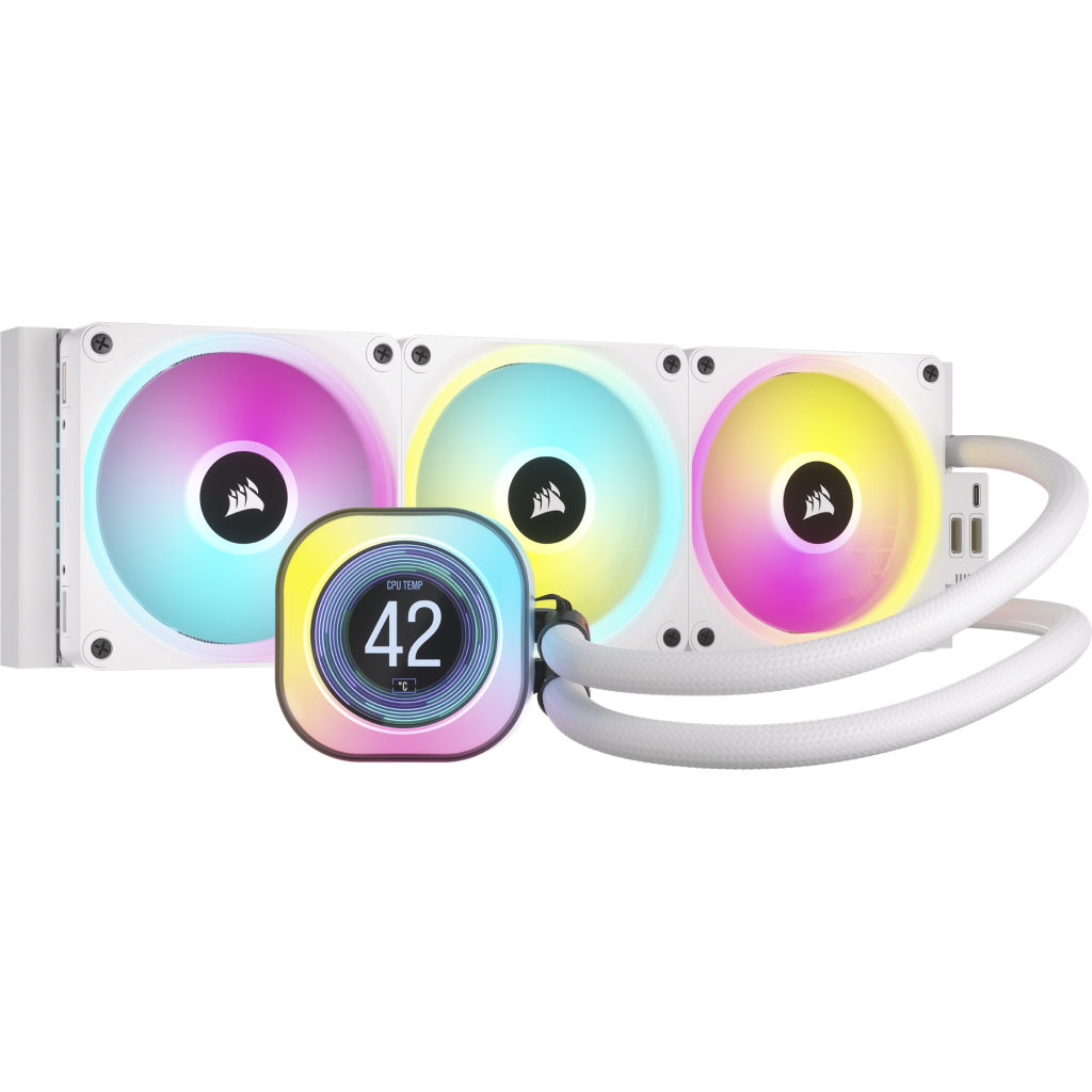 COOLERE Corsair iCUE LINK H150i LCD, cooler AIO 360 mm, 2400 RPM, Intel/ AMD, Alb "CW-9061010-WW" (timbru verde 2 lei)