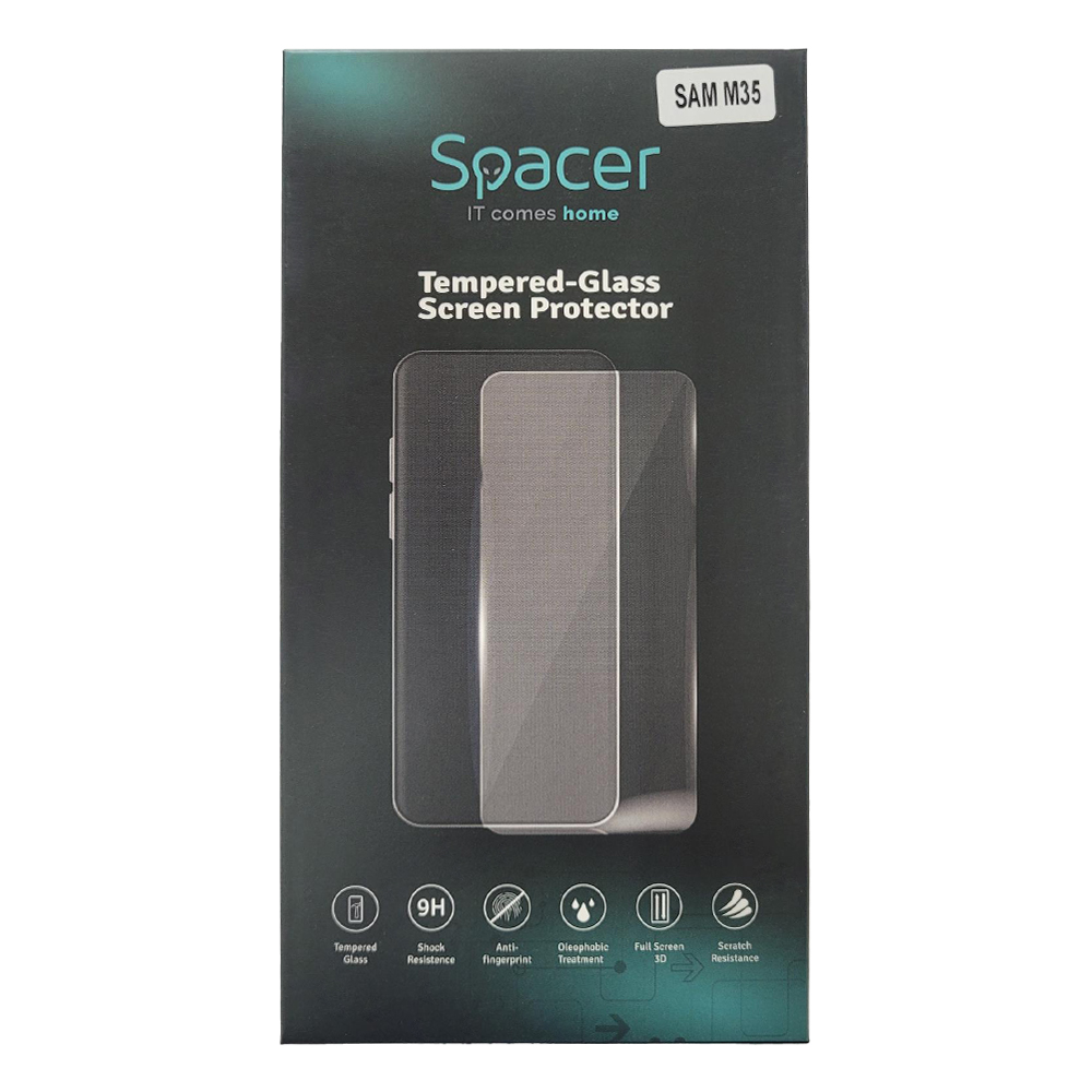 FOLIE STICLA Spacer pentru Samsung Galaxy M35 grosime 0.3mm, acoperire totala ecran, strat special anti-ulei si anti-amprenta, Tempered Glass, sticla 9D, duritate 9H "SPPG-SM-GX-M35-TPU"