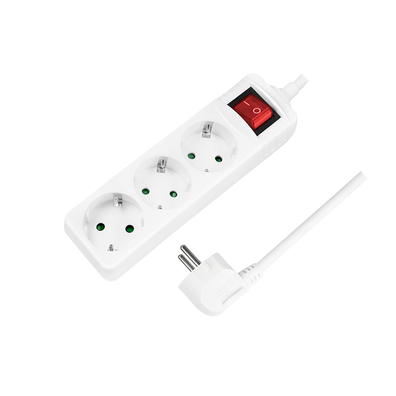 PRELUNGITOR LOGILINK, Schuko x 3, cablu 3G 1.5mm2, 230 V/16 A, 50 Hz, max. 3500 W, buton intrerupator iluminat, IP20, 1.4m, alb, "LPS206" (timbru verde 0.8 lei)