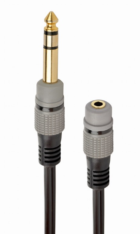 ADAPTOR audio GEMBIRD stereo (1 x 6.35 mm jack T la 1 x 3.5 mm jack M), 0.2M, negru, "A-63M35F-0.2M" (timbru verde 0.08 lei)