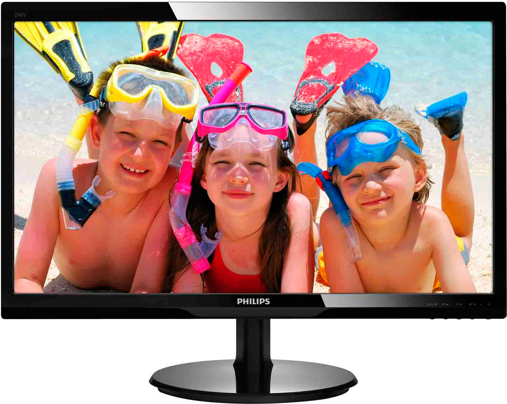 MONITOR PHILIPS 24", home, office, TN, Full HD (1920 x 1080), Wide, 250 cd/mp, 5 ms, VGA, DVI, "246V5LSB/00" (timbru verde 7 lei)