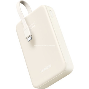 POWER BANK Ugreen "PB521", 20000mAh, 30W, 1 x USB Type-C input/output, 1 x USB Type-C cablu integrat, 1 x USB, display, alb, "45207" (timbru verde 0.98 lei) - 6941876242078