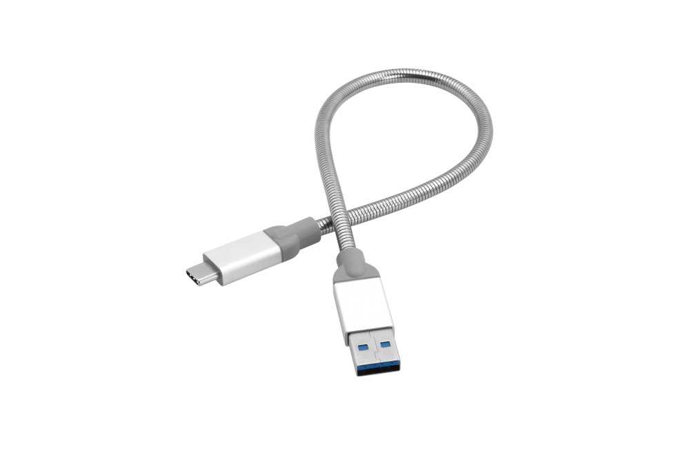 CABLU alimentare si date VERBATIM, pt. smartphone, USB 3.1 (T) la USB 3.1 Type-C (T), 30cm, premium, cablu metalic, argintiu, "48868" (timbru verde 0.08 lei)