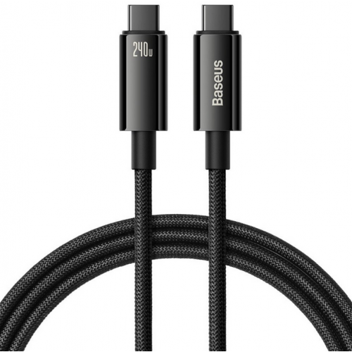 CABLU alimentare si date Baseus Tungsten Gold, Fast Charging Data Cable pt. smartphone, USB Type-C la USB Type-C 240W, braided, 1m, negru "CAWJ040001" (timbru verde 0.18 lei) - 6932172628826