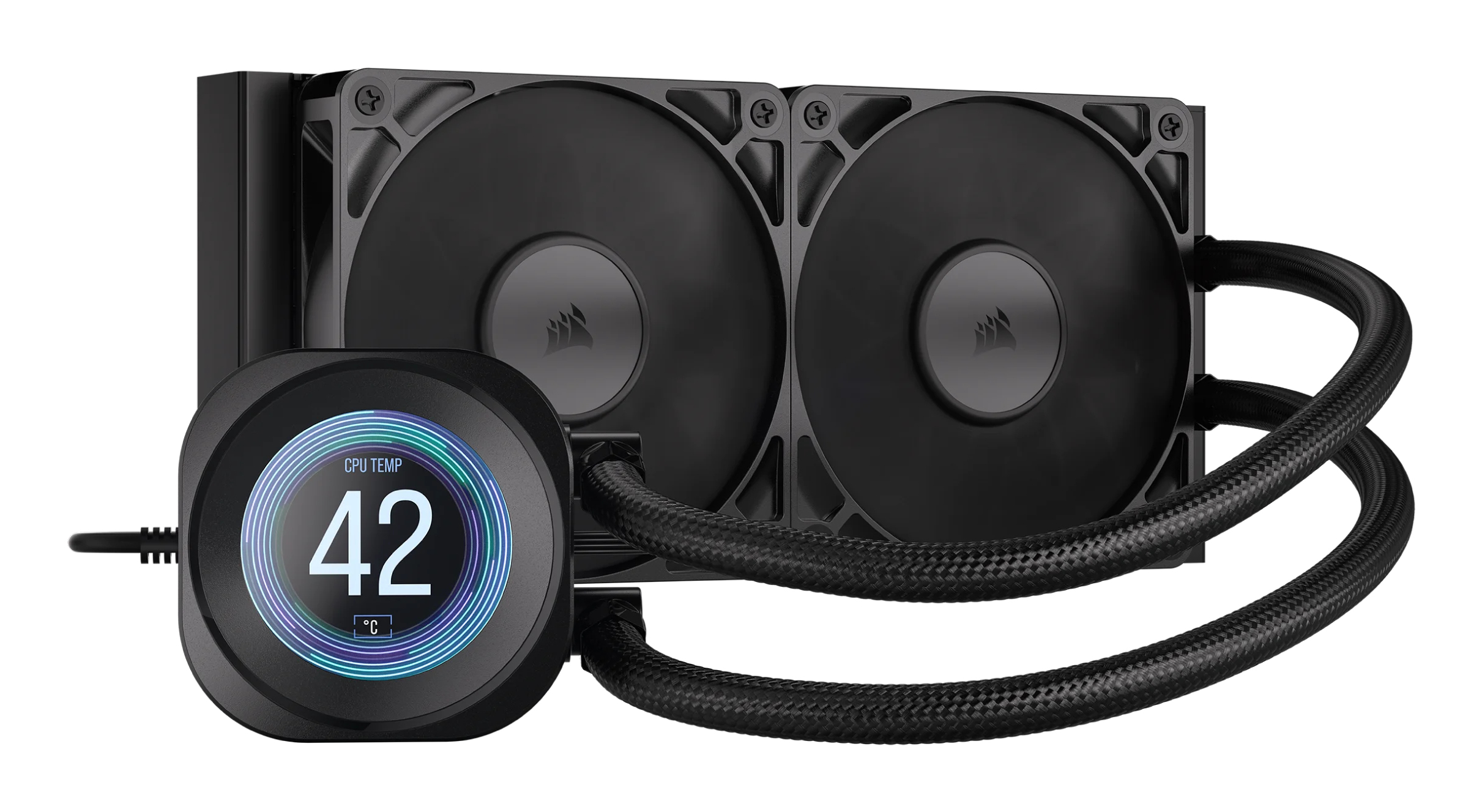 Cooler Lichid Corsair NAUTILUS 240 RS LCD, AIO 240mm, 2.1" IPS, PWM Zero RPM, Intel/ AMD, Negru "CW-9061031-WW"