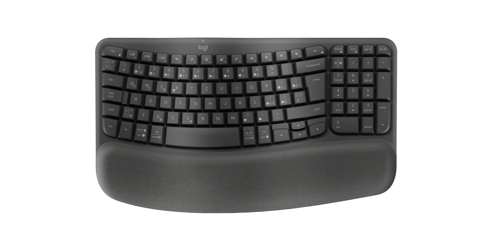 LOGITECH Wave Keys wireless ergonomic keyboard GRAPHITE (CZE-SKY) 2.4GHZ/BT UNIVERSAL "920-012307" (timbru verde 0.8 lei)