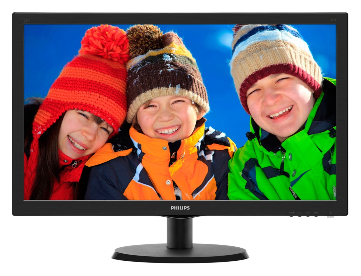 MONITOR PHILIPS 21.5", home, office, TN, Full HD, Wide, 200 cd/mp, 5 ms, VGA, "223V5LSB2/62" (timbru verde 7 lei)