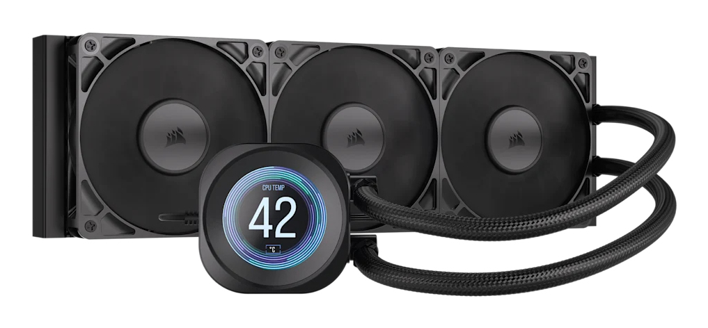 Cooler Lichid Corsair NAUTILUS 360 RS LCD, AIO 360mm, 2.1" IPS, PWM Zero RPM, Intel/ AMD, Negru "CW-9061033-WW"
