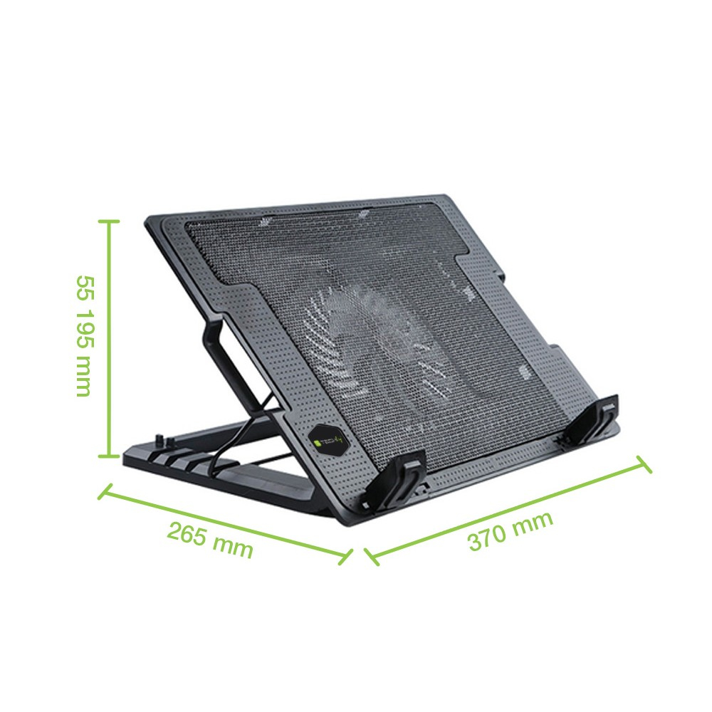 Suport pentru laptop cu sistem de racire, ergonomic, reglabil, iluminat led, 17.3 inch maxim, Negru, Techly, ICOOL-CP12TY "ICOOL-CP12TY" - imagine 3