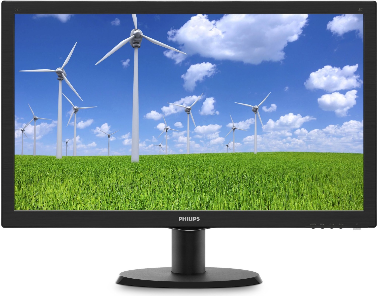 MONITOR PHILIPS 23.6", home, office, TN, Full HD (1920 x 1080), Wide, 250 cd/mp, 5 ms, VGA, DVI, "243S5LSB5/00" (timbru verde 7 lei)