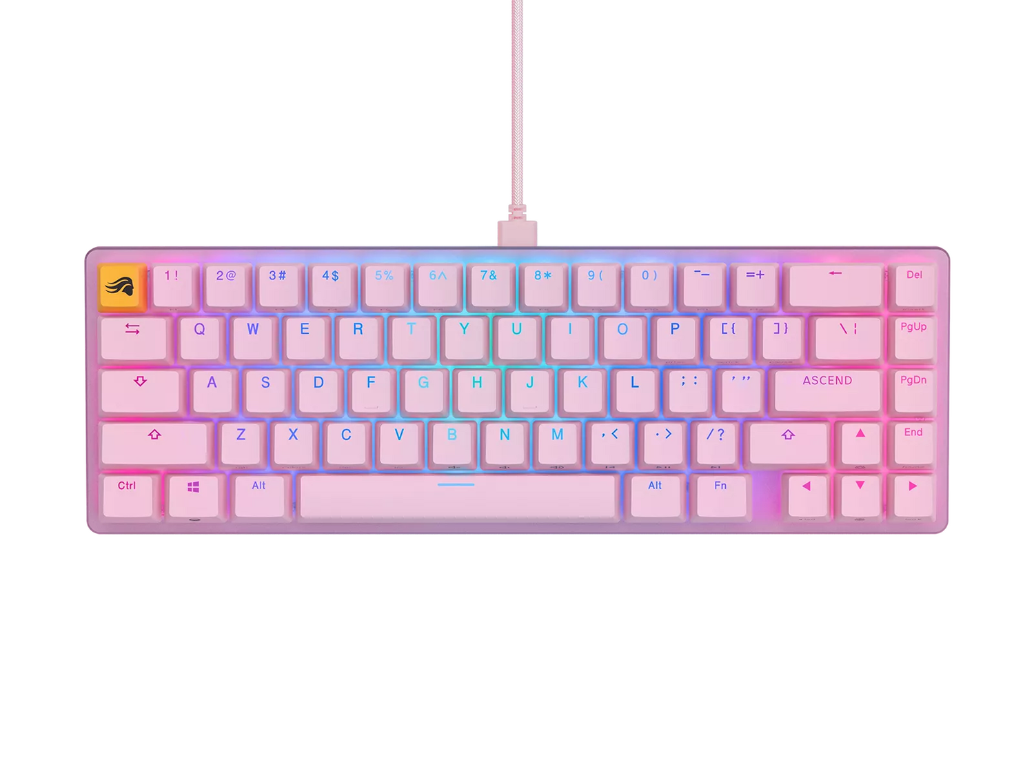 Glorious PC Gaming Race Tastatura mecanica gaming RGB GMMK 2 Compact, Fox Linear Switches, USB-C, US layout, Roz "GLO-GMMK2-65-FOX-P" (timbru verde 0.8 lei)