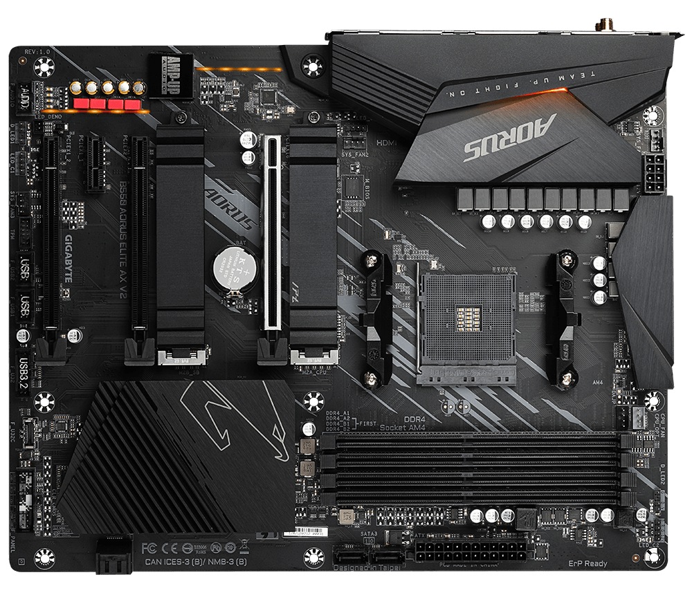 Gigabyte Main Board desktop B550 AORUS ELITE AX V2 AM4, 4xDDR4, 3xPCIe x16, 1xPCIe X1, 2xM.2, 4xSATAIII, 2xUSB3.2 Gen2, 5x USB3.2 Gen1,1xUSB Type-C, 6xUSB 2.0/1.1, ATX "B550_AORUS_ELITE_AX_V2"
