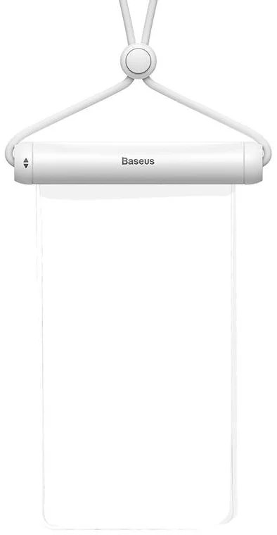 HUSA IMPERMEABILA Baseus, pentru smartphone diagonala maxima 7.2 inch, transparenta cu zip alb "FMYT000002" - 6932172610975