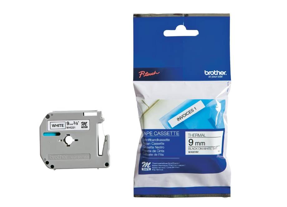 Banda Laminata Original Brother Black on White,MK221BZ, pentru , 9mm, incl.TV 1.2 RON, "MK221BZ"