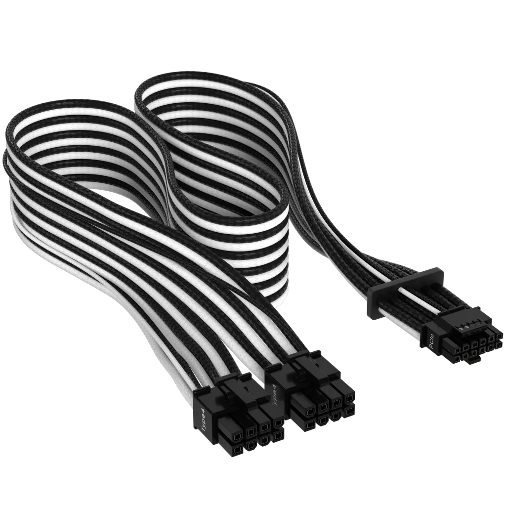Corsair Cablu premium 12+4pin, PCIe Gen 5, 12VHPWR, 600W, Type 4, fire invelite individual, Alb/Negru "CP-8920333"