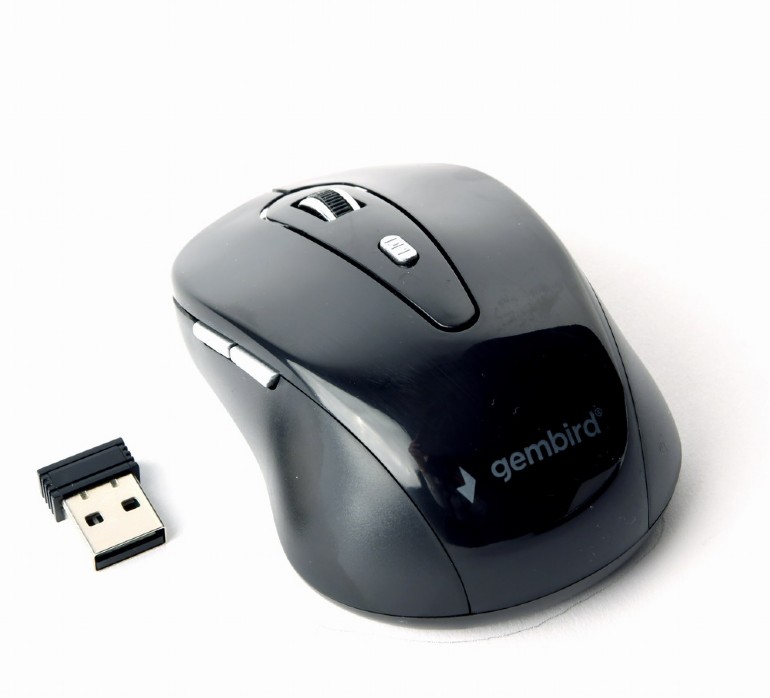MOUSE GEMBIRD, PC sau NB, wireless, 2.4GHz, optic, 1600 dpi, butoane/scroll 6/1, , negru, "MUSW-6B-01" (timbru verde 0.18 lei)
