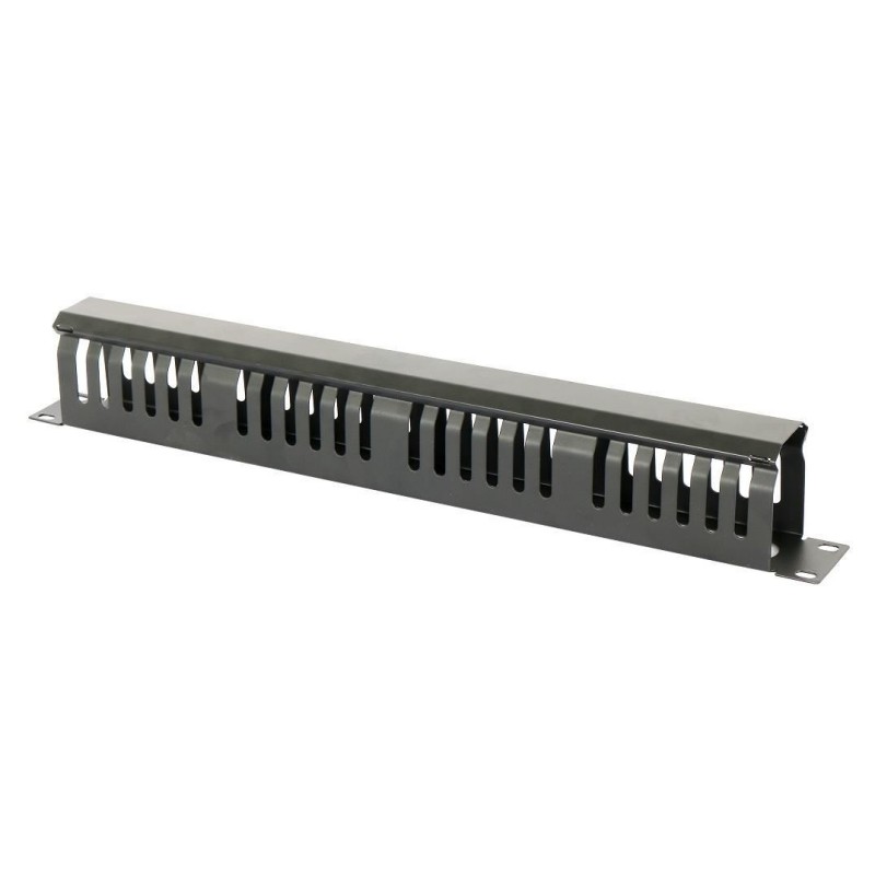 Ghidaj patchcord-uri metalic cu capac (organizator cabluri rack) , 1U , negru - DATEUP "9801130601