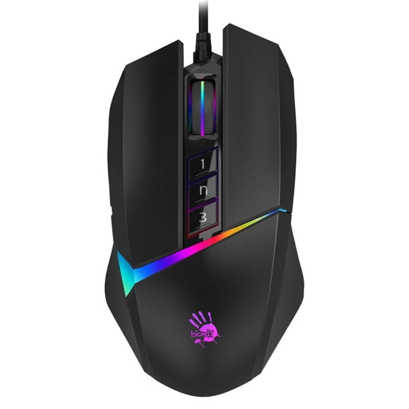MOUSE A4tech, gaming, cu fir, USB, optic, 10000 dpi, butoane/scroll 8/1, iluminare, butoane programabile, negru, "W60-MAX" (timbru verde 0.18 lei)
