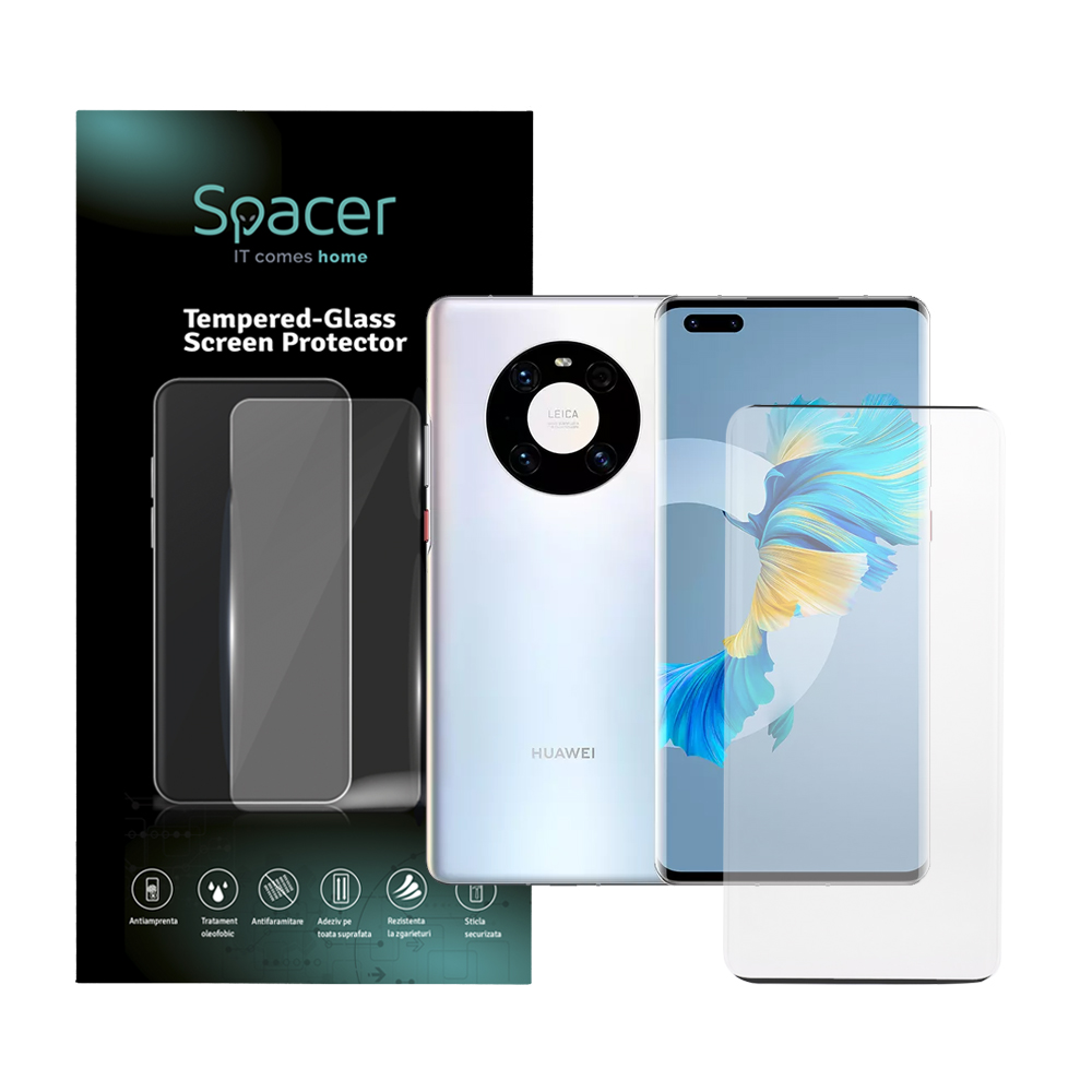 FOLIE STICLA Spacer pentru Huawei Mate 40 Pro, grosime 0.3mm, acoperire totala ecran, strat special anti-ulei si anti-amprenta, Tempered Glass "SPPG-HU-MT-40P-TG"