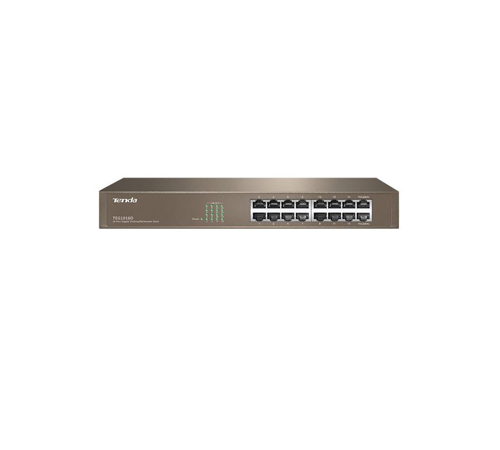 SWITCH Tenda 16 porturi Gigabit, carcasa metalica rackabil, "TEG1016D" (timbru verde 2 lei)