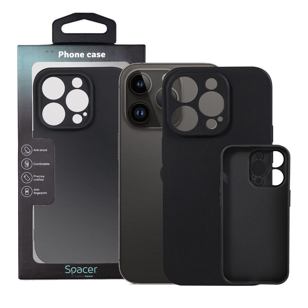 Husa Iphone 14 Pro Spacer, grosime 1.5mm, material flexibil TPU, negru "SPPC-AP-IP14P-TPU"