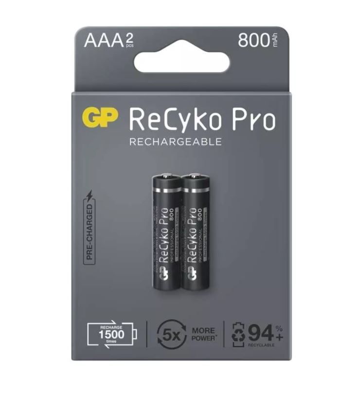 Acumulatori GP Batteries, ReCyko Pro 850mAh AAA (R03) 1.2V NiMH, paper box 2 buc. "GP85AAAHCB-2EB2" "GPRHCH83B204" (timbru verde 0.16 lei)