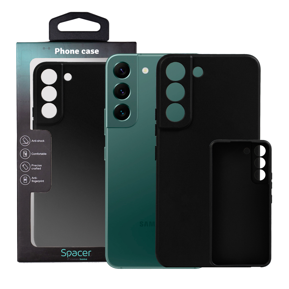 Husa Samsung Galaxy S22 Spacer, negru, grosime 1.5mm, material flexibil TPU "SPPC-SM-GX-S22-TPU"