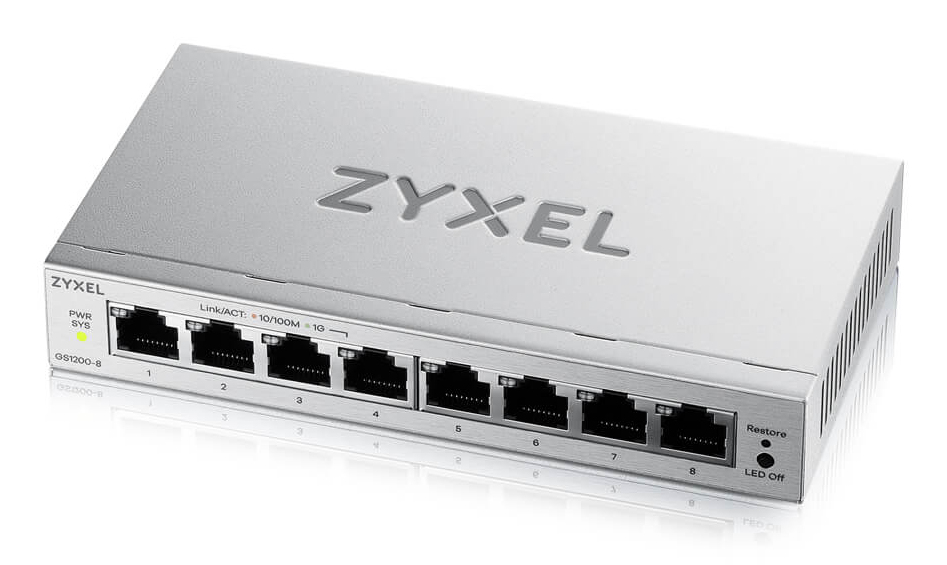 ZYXEL GS1200-8 8-PORT WEB MNG SWITCH "GS1200-8V3-EU0101F" (timbru verde 2 lei)