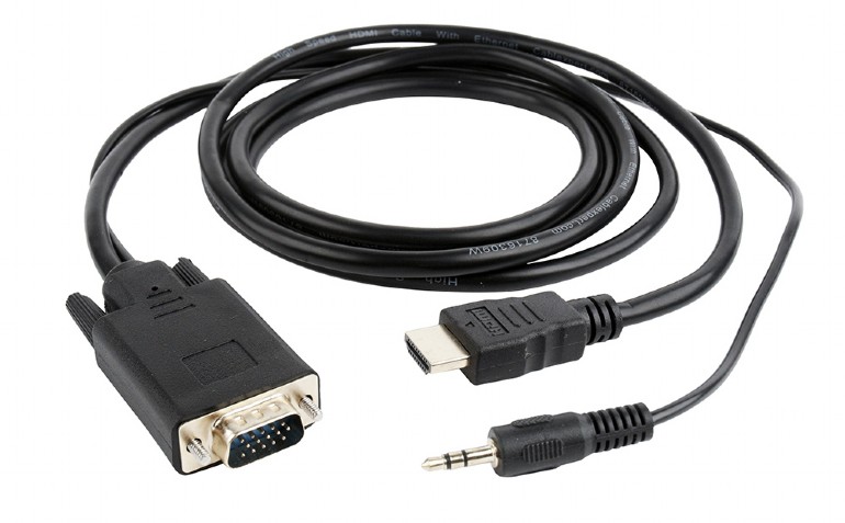 CABLU video GEMBIRD,splitter HDMI(T) la VGA(T)+Jack 3.5mm(T),1.8m,1920x1080 la 60Hz,converteste semnal digital HDMI in analog VGA+audio 3.5 mm jack,negru, "A-HDMI-VGA-03-6" (timbru verde 0.8 lei)
