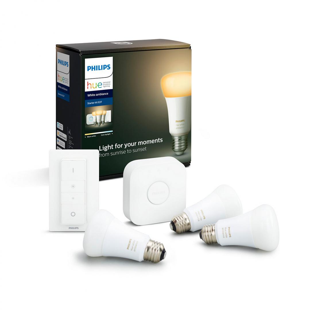 SET 3 KIT smart LED Philips, soclu E27, putere 9W, forma clasic, lumina alb calda, alimentare 220 - 240 V, "000008718699673345" (timbru verde 1.35 lei)
